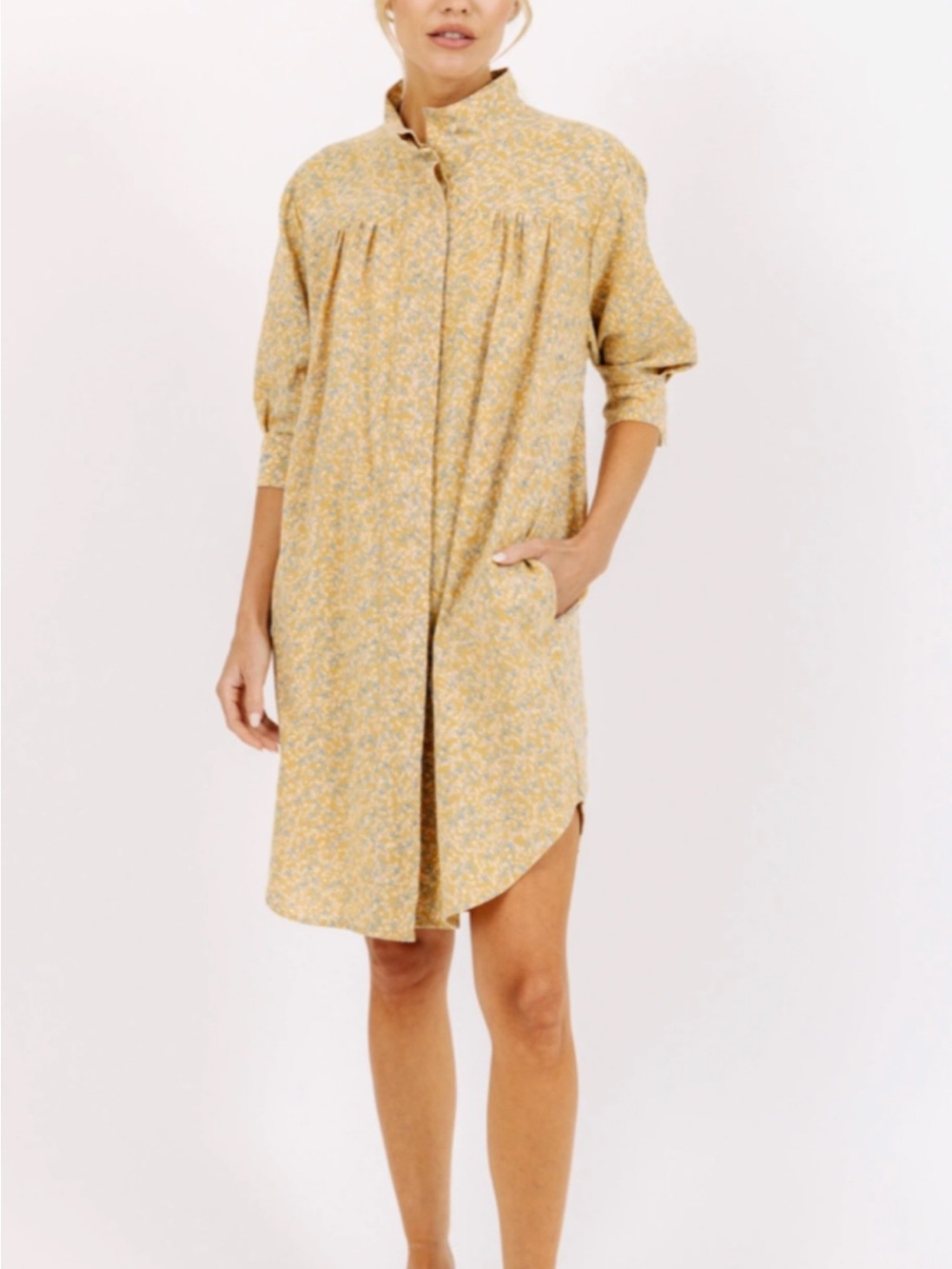Mirth Marfa Honeysuckle Shirt Dress with Band Collar